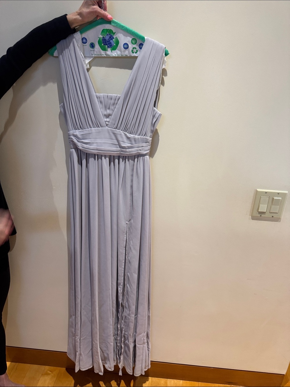 Lulu's Light Gray Plunging V-Neck Maxi Dress